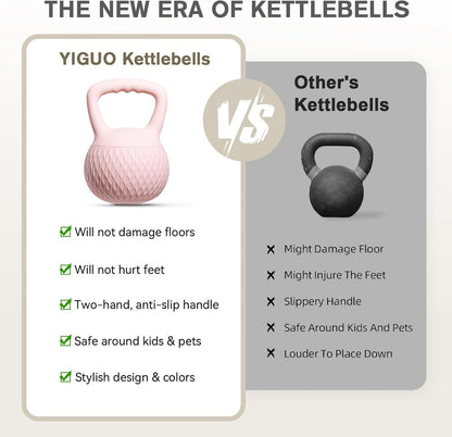 YIGUO Soft Kettlebell, Kettlebells Cushioned Impact-Resistant Base and Anti-Slip Grip, Strength Training Kettle Bell for Women and Men, Home Workout