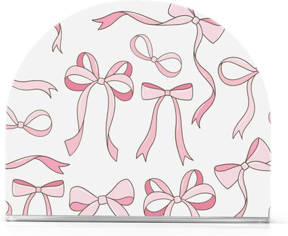 Light Pink Bowknot Cute Coquette Bow Napkin Holder for Table Acrylic Cocktail Napkin Holders Decorative Tissue Dispenser Vertical Napkin Holder for Home Decor Kitchen Dining, 2 PC
