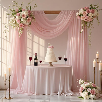Light Peach Chiffon Fabric 6.7 Yards - Wedding Arch Draping Fabric 29" x 20ft Light Peach Sheer Curtains Wedding Decorations for Ceremony Backdrop