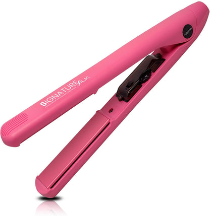H2PRO Signature Silk Series 1 Inch Diamond Nano Hi-Tech Tourmaline Ceramic Straightening Flat Iron - Cutting Edge Professional Flat Iron for All Hair Types (Pink)
