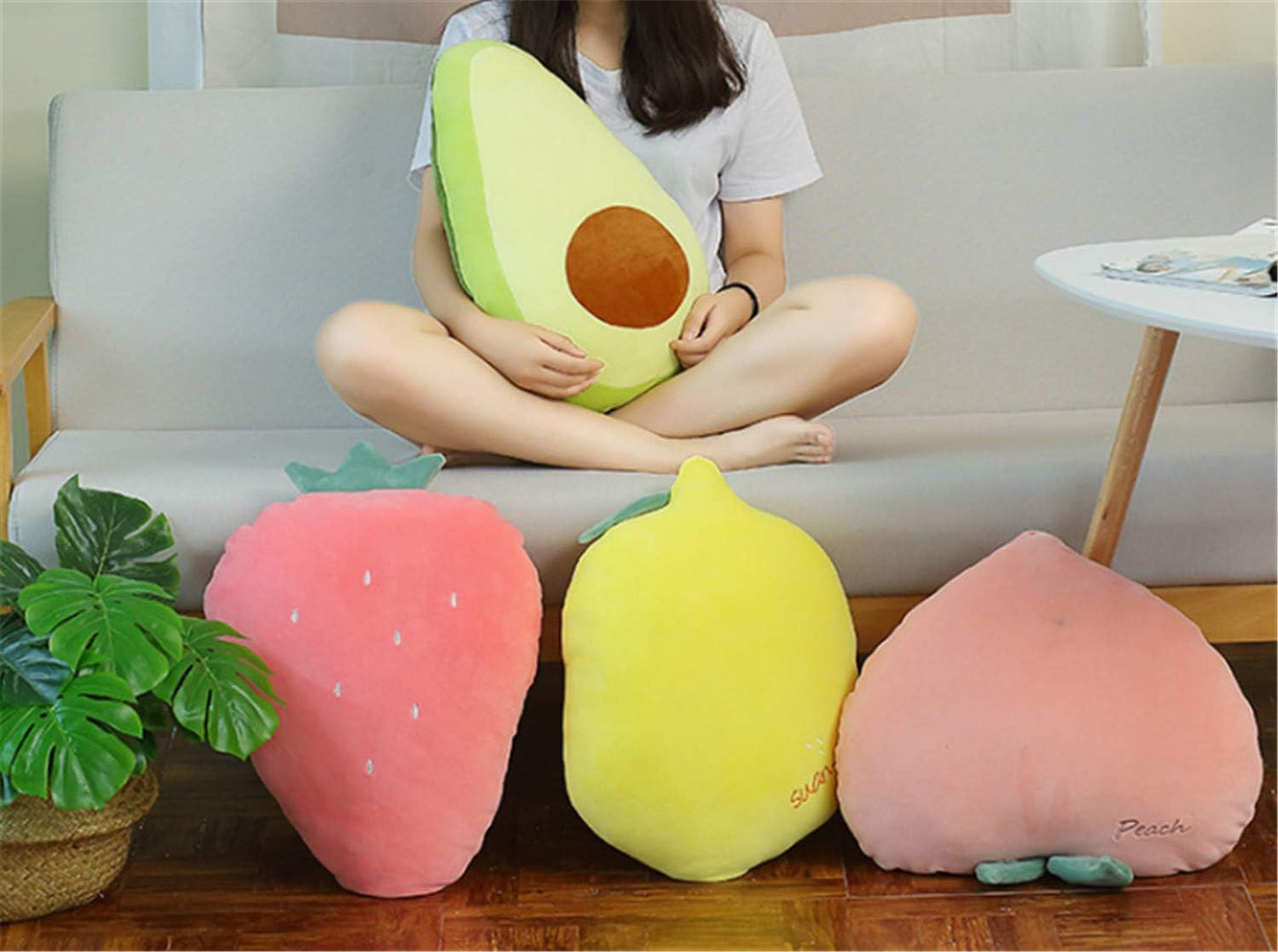 Peach Shaped Pillow & Creative Fruit Cushion & Vivid Plush Stuffed Pillow 17.7"