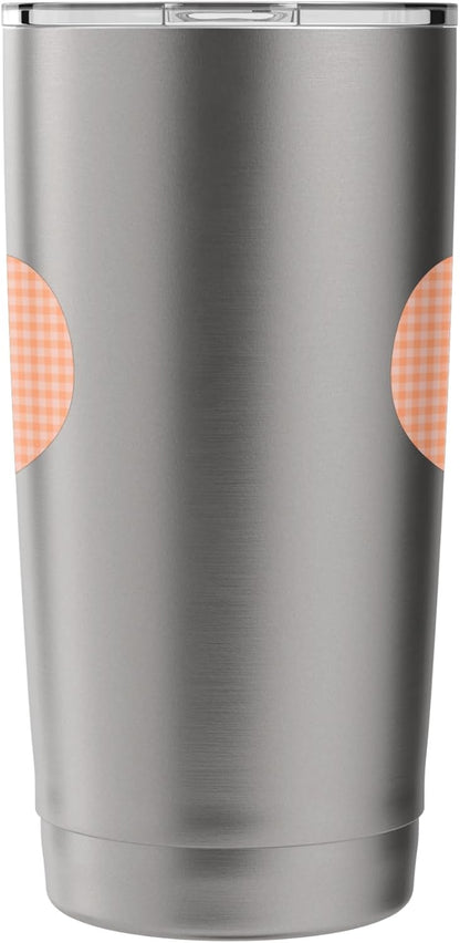 Cute Pastel Coral Peach Plaid Gingham Checkered Pattern Stainless Steel Insulated Tumbler