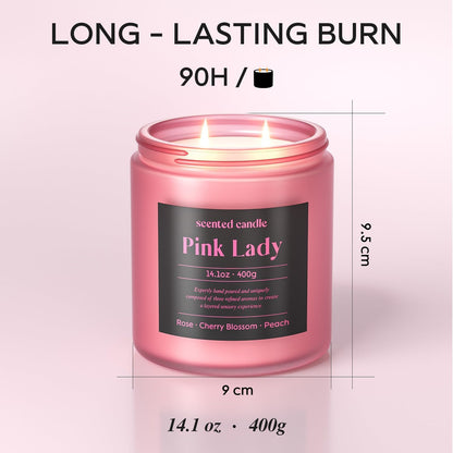 CHILLFLAME Candles for Women, 14.1 oz Scented Candles for Home, 2 Wicks Blended Scents Birthday Candles Gifts for Mom, Wife, Teachter, Girlfriend (Rose+Cherry Blossom+Peach)