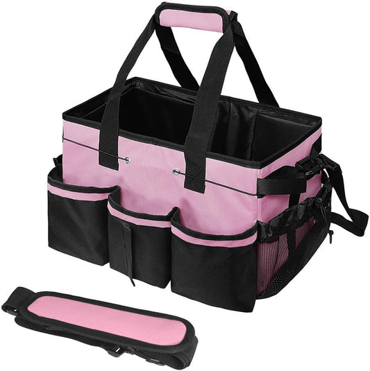 Cleaning Caddy Bag Cleaning Tool Organizers Oxford Cloth Storage Tote Bag (Pink)