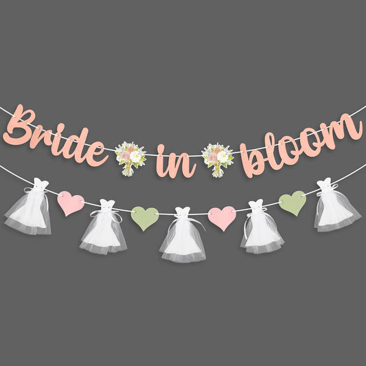 KatchOn, Bride in Bloom Banner with Hearts - 10 Feet, No DIY | Peach Bride in Bloom Sign for Bachelorette Party Decorations | Bride To Be Garland for Bridal Shower Decorations, wedding shower decor