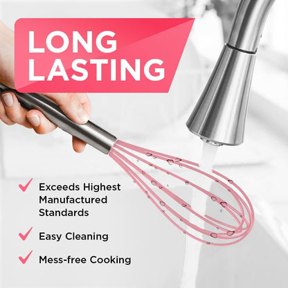 Silicone Whisk Set - Non-Scratch - Pink