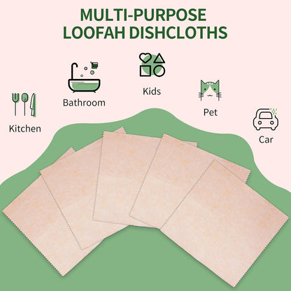 5 Pack Swedish Dishcloths for Kitchen, 100% Compostable Loofah & Plant Fiber Swedish Dish Cloths, Reusable Paper Towels, Super Absorbent, Non-Stick Oil, Fast Dry(7.87x7.87in)
