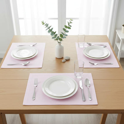 Urban Villa Placemats for Dining Table 100% Cotton Placemats 14''x20'' Over Sized Tablemats Set of 6 Placemats Hemstitch Pink Tablemats for Family Dinners Wedding Parties Placemats