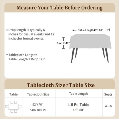 Laolitou Spring Table Cloth (Fits 4 Foot Table) Rectangle Linen Waterproof Textured Light Pink Tablecloth, Washable Wrinkle Free Spill Proof Fabric Tablecloths for Dining Table Farmhouse, 52x70 Inch