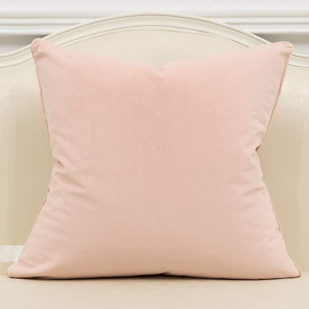 Avigers 18 x 18 Inches Pink White Gold Leather Striped Patchwork Velvet Cushion Case Luxury Modern Throw Pillow Cover Decorative Pillow for Couch Living Room Bedroom Car