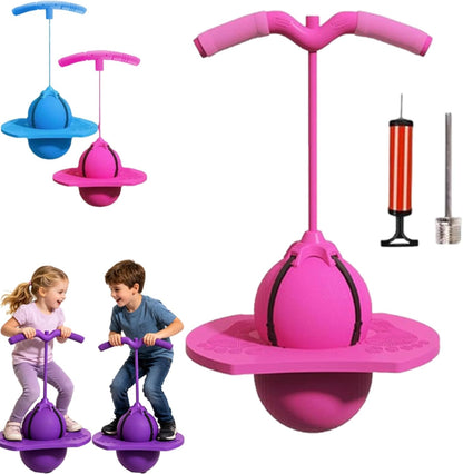 Moonycozy Jumping Ball, Balance Jumping Ball with Handle and Ball Pump, Childrens Balance Jumpings Ball with Handle, 2‑in‑1 Pogo Jumper & Balance Ball, Safe and Fun Bouncing Ball for Kids (Pink)