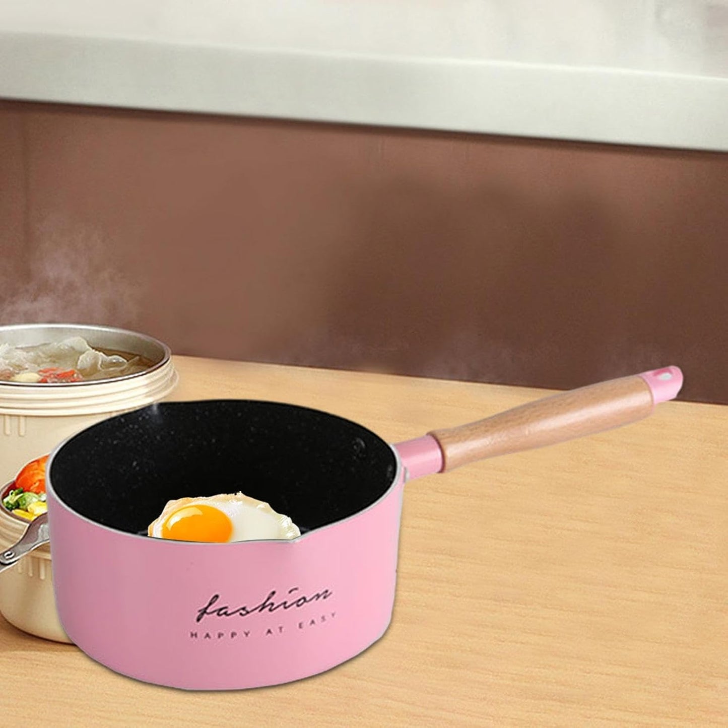 predolo Lightweight Cooking Pot for Milk and Butter, Ideal for Outdoor Use, Pink
