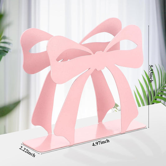 Reallnaive Bow Napkin Holder for Tables Metal Napkin Dispenser Vintage Kitchen Decor Tissue Dispenser for Coquette Home Party Countertop(Pink,Lovely)