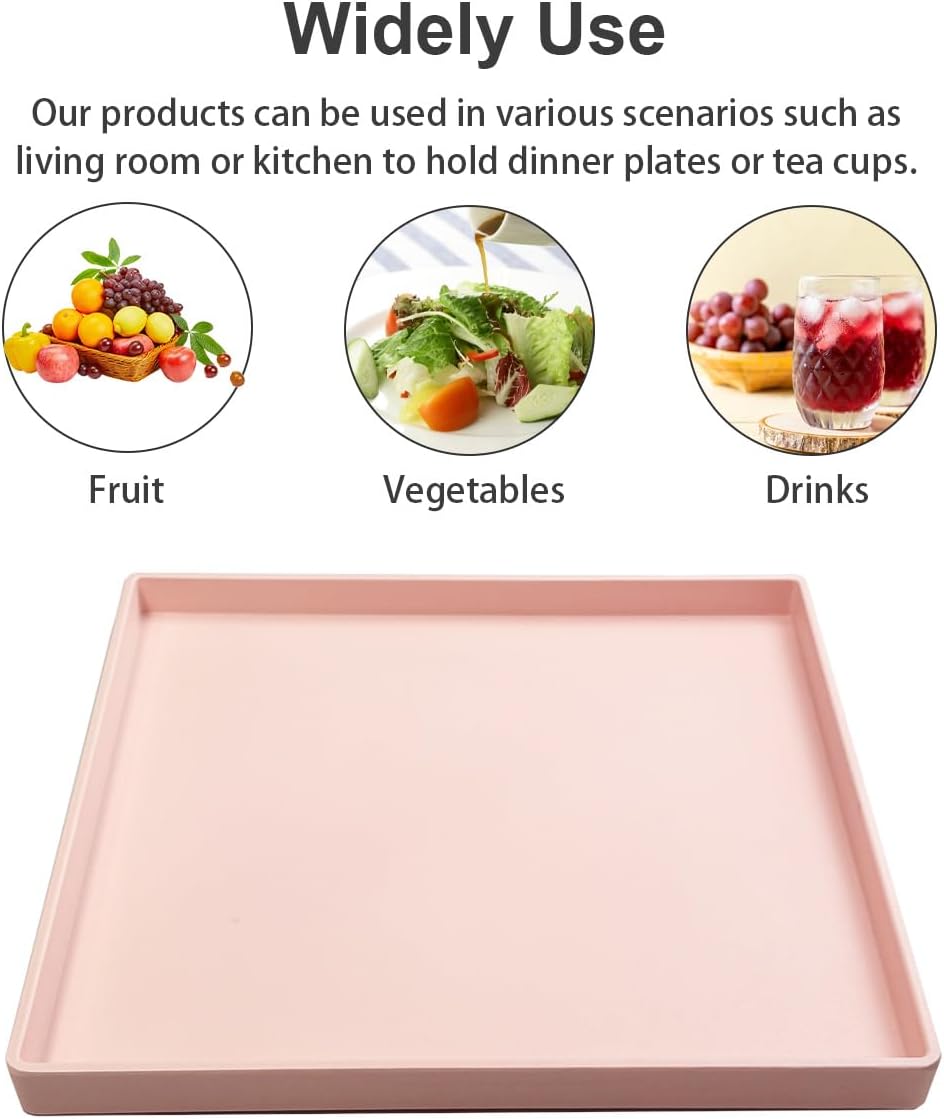 Square Serving Tray, Pink Sturdy Countertop Organizer Decorative for Home Serving Coffee Appetizer Breakfast Kitchen 11 * 11 Inch (Pink)