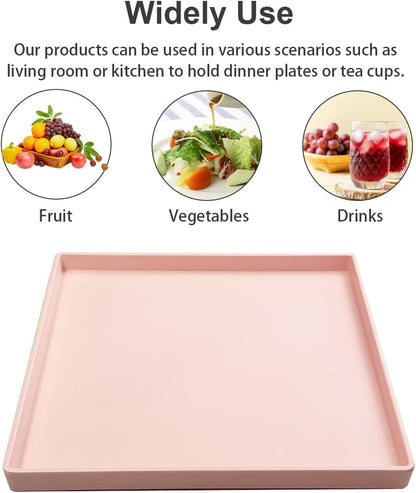 Square Serving Tray, Pink Sturdy Countertop Organizer Decorative for Home Serving Coffee Appetizer Breakfast Kitchen 11 * 11 Inch (Pink)