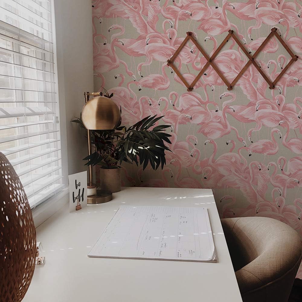 Tempaper Ballerina Pink Flamingo Removable Peel and Stick Wallpaper, 20.5 in X 16.5 ft, Made in the USA