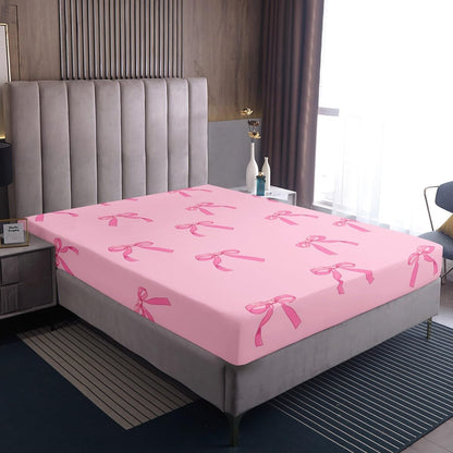Erosebridal Girls Bow Sheet Set Cute Bowknot Bed Sheets Set for Girls Women Dreamy Princess Twin Size Sheets,Preppy Pink Coquette Room Decor