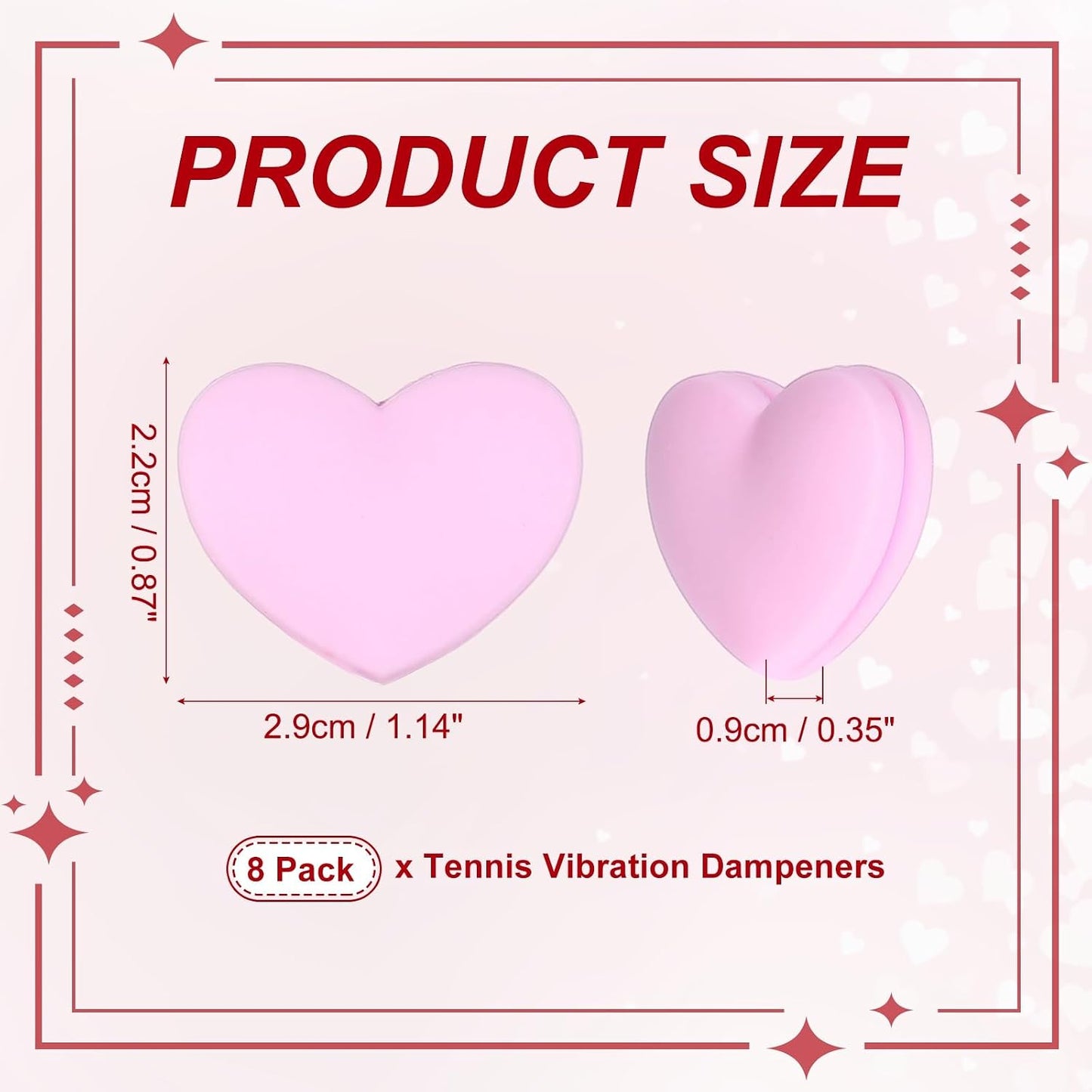 Tennis Dampener, Heart Silicone Tennis Racket Dampeners Racket Shock Absorber to Reduce Vibration Soft