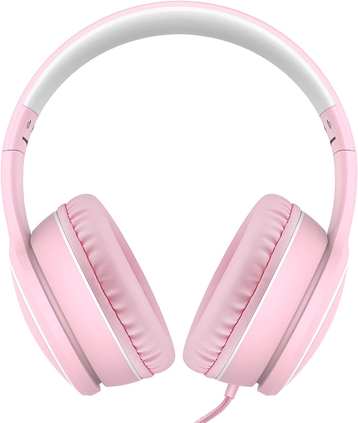 R10 Over-Ear Headphones with Microphone, Lightweight Folding Stereo Bass Headset with 1.5M No-Tangle Cord, Portable Wired Headphones for Smartphone Tablet Computer MP3 / 4 (Pink)