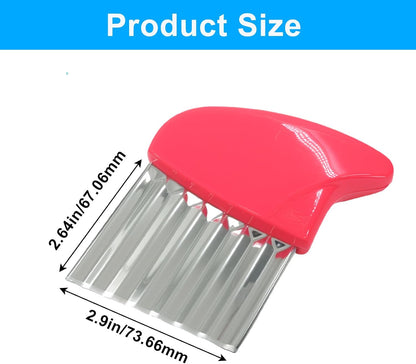2 Pack Crinkle Cutter Stainless Steel Wavy French Fry & Vegetable Slicer for Potatoes, Carrots, Cheese, Multi-Color (Pink & Blue)