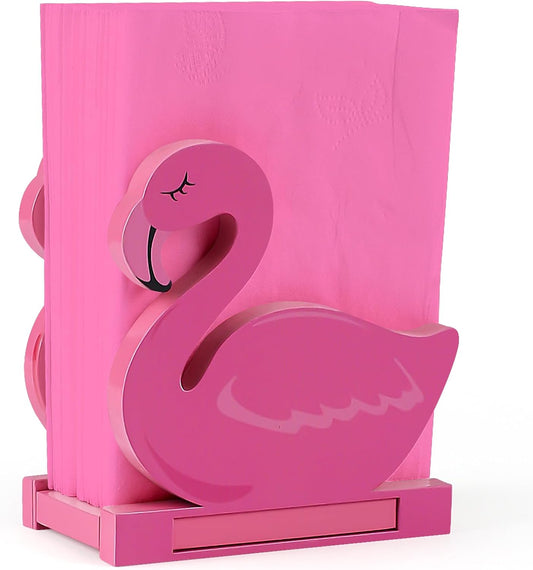 Flamingo Napkin Holder for Tables Wooden Summer Flamingo Tissue Dispenser Pink Cocktail Napkin Holder Farmhouse Summer Modern Napkin Holder Vintage Wood Paper Napkins Dispenser for Storage