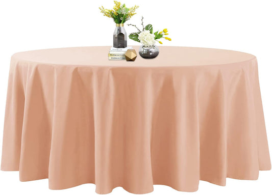 132 Inch Stain and Wrinkle Resistant Washable Polyester Table Cloth, Decorative Table Cloth for Dining Table, Buffet Parties and Wedding, Dusty Pink