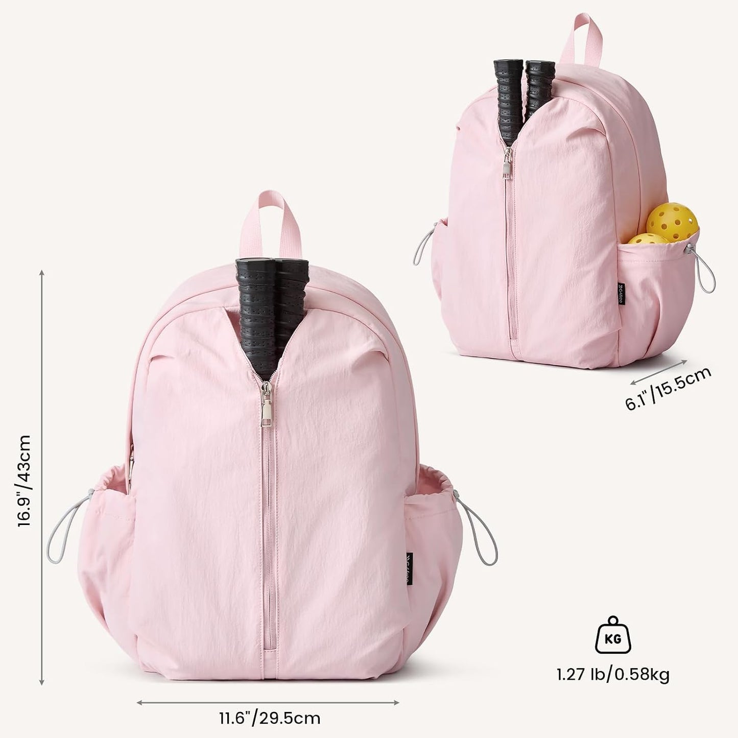 G4Free 20L Pickleball Bag for Women, Pickleball Paddle Backpack with Fence Hook, Work Travle Bag with 15" Laptop Compartment-Pink