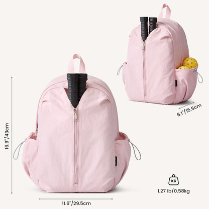 G4Free 20L Pickleball Bag for Women, Pickleball Paddle Backpack with Fence Hook, Work Travle Bag with 15" Laptop Compartment-Pink