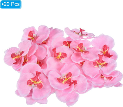 PATIKIL 3.5" Artificial Orchid Flower Heads, 20 Pack Silk Phalaenopsis Fake Butterfly Orchid Heads for Wedding Floral Bouquet Decor DIY Craft Making, Pink