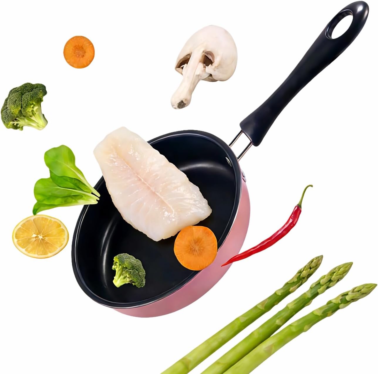 4.7 Inch Mini Non-Stick Skillet - 5-Layer Coating, Dishwasher Safe, Induction & Gas Compatible - Perfect for Camping, RV, Omelets, Pancakes & Healthy Cooking (Pink)