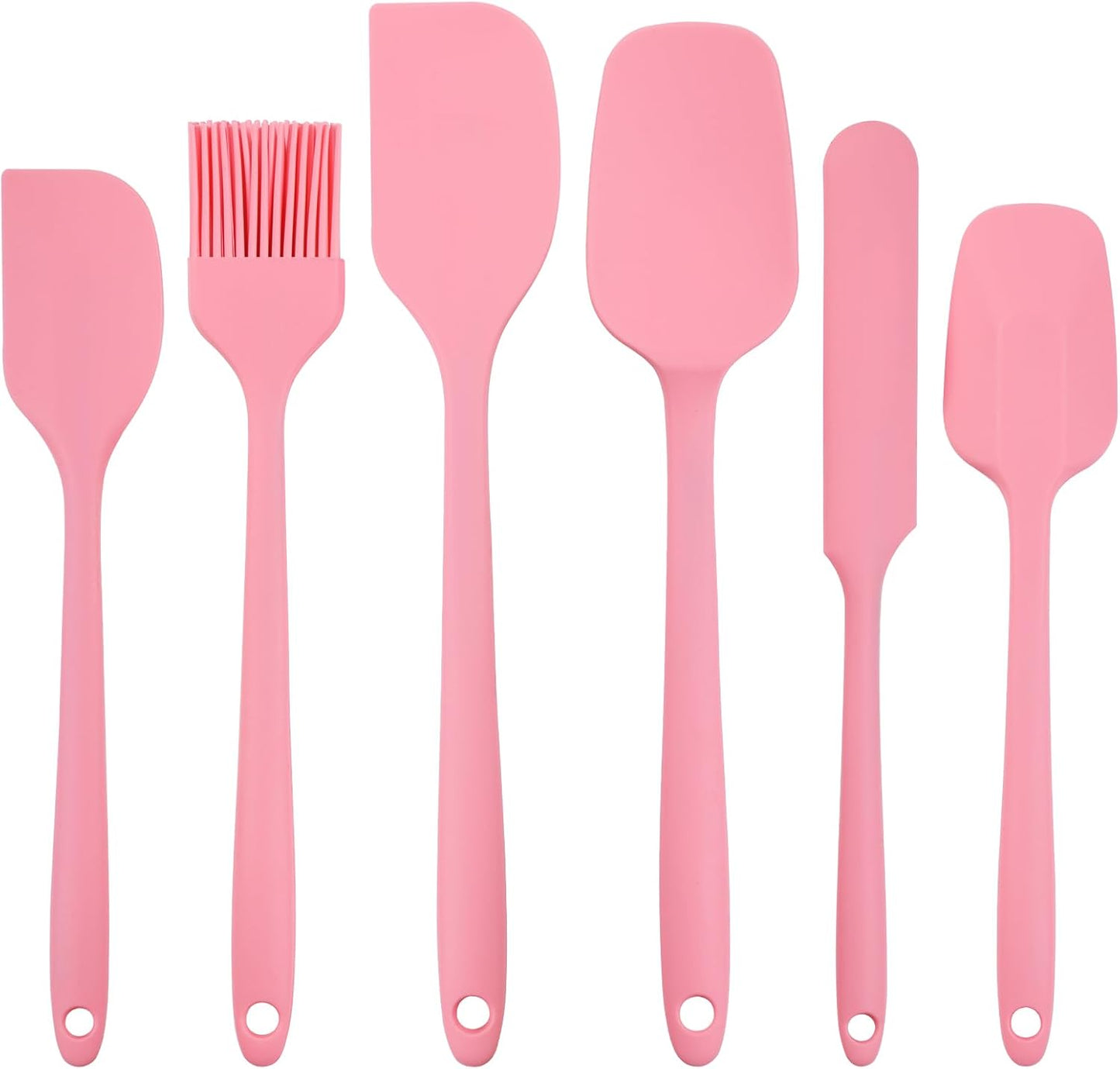 GeeRic Father's Day Silicone Spatula Set, 6 PCS Non-Stick Kitchen Utensil Set, Heat Resistant Up to 600°F Kitchen Cooking and Serving Utensils Pink