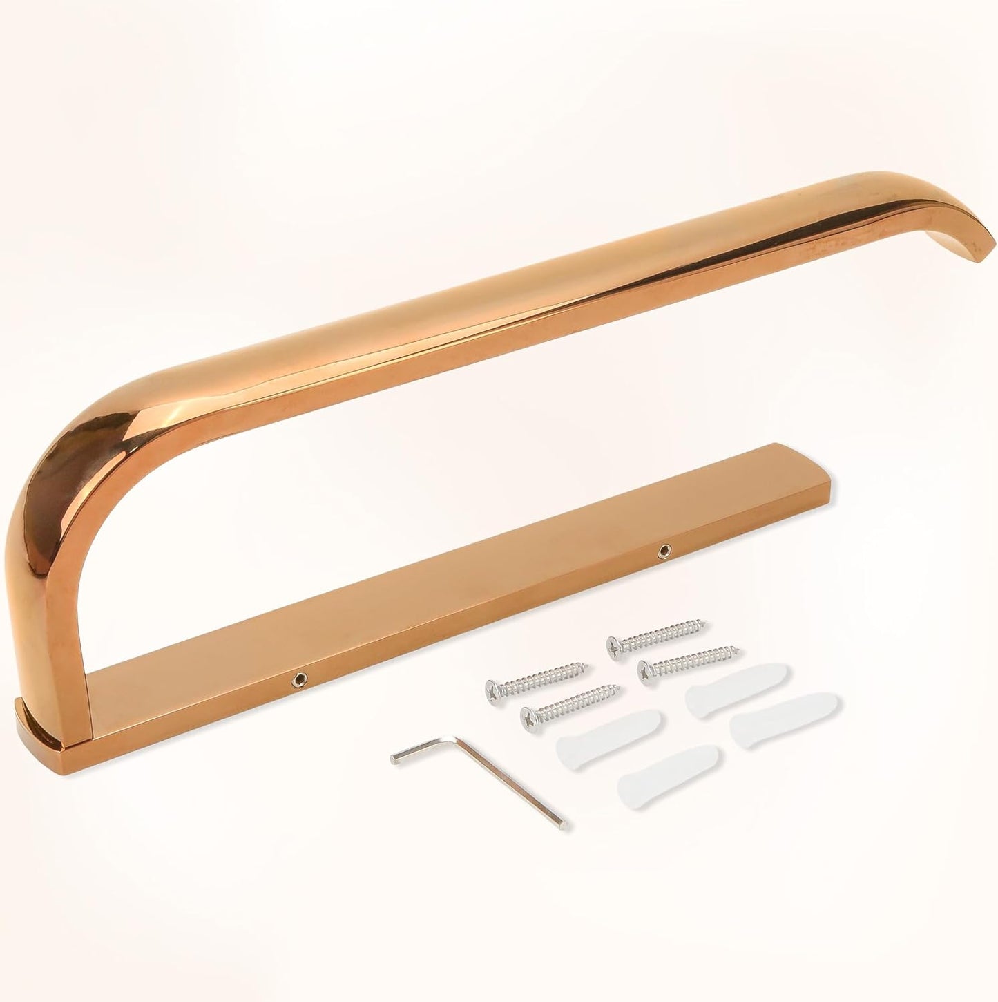 Rose Gold Hand Towel Bar Holder – Wall Mounted Towel Rack, Under Cabinet Kitchen Rust Proof Brushed Brass Bar, European-Style Polished Decor Bathroom Hardware Accessory (Copper, 1 Pack)