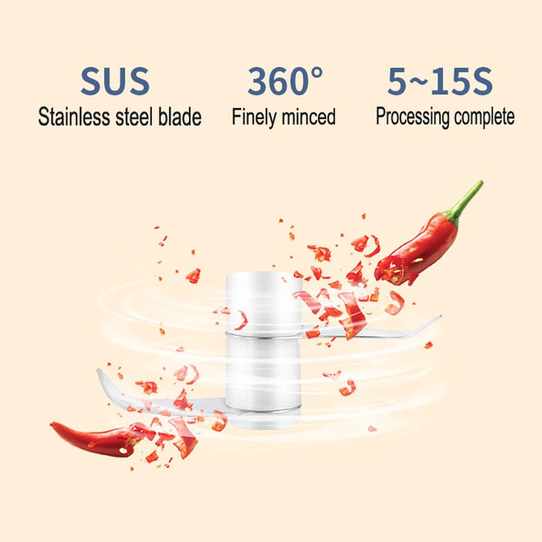 Electric Mini Food Chopper Portable Waterproof Small Garlic Press Chopper Blender Spice Grinder Mincer Processor with USB Charging for Pepper Ginger Onion Chili Pumpkin Veggies Nuts Meat 250ML (Pink)