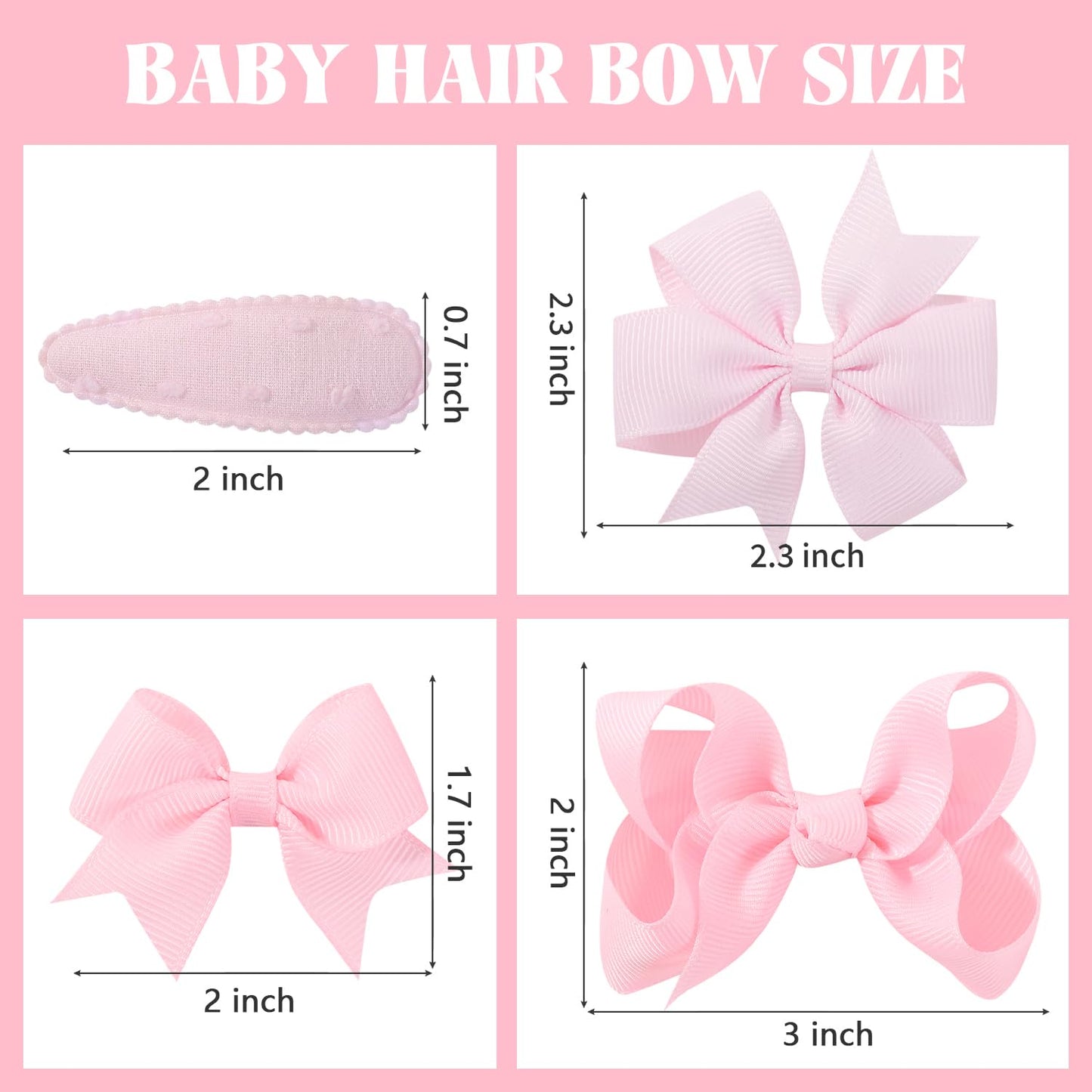 choicbaby 8pcs Baby Girl Hair Bow Clips Set, Pink Toddler Hair Clips Boutique Grosgrain Ribbon Bow Hair Barrettes Accessories for Infant Toddler Kids