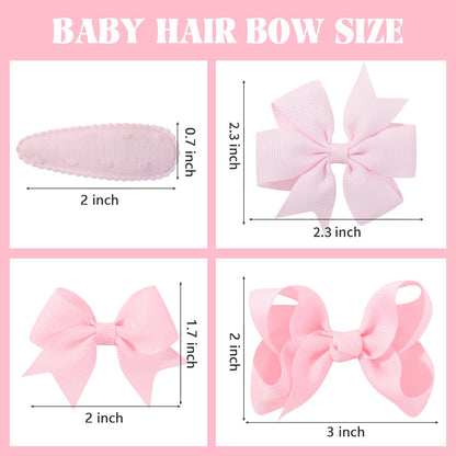 choicbaby 8pcs Baby Girl Hair Bow Clips Set, Pink Toddler Hair Clips Boutique Grosgrain Ribbon Bow Hair Barrettes Accessories for Infant Toddler Kids