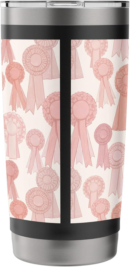Coral Coquette Rosette Peach Bow Ribbon Pattern Stainless Steel Insulated Tumbler
