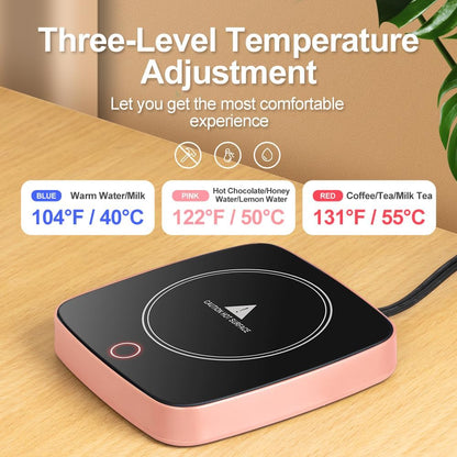 Coffee Mug Warmer Waterproof Smart Cup Warmer with 3 Temperature Setting for Warming & Heating Coffee, Beverage, Milk, Tea and Hot Chocolate (Pink)
