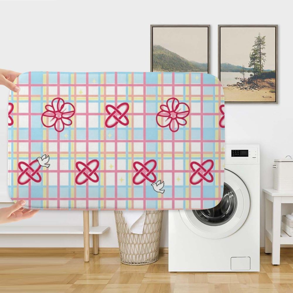 Washable Rug Pastel Checkerboard Pink Flowers Bows Holiday Bathroom Rugs Shower Mat Rubber Floor Mats for Home Traction Trap Water Non Slip Quick Drying Household Pet Floor Bathroom Decor 18 X 30in