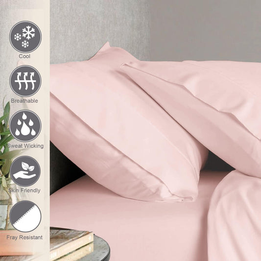 Pizuna Pure 100% Cotton Pillow Cases Standard Size Set of 2 Light Pink, Luxurious 400 Thread Count Long Staple Cotton Sateen with Envelope Closure (Combed Light Pink Cotton Pillow Cases Standard)