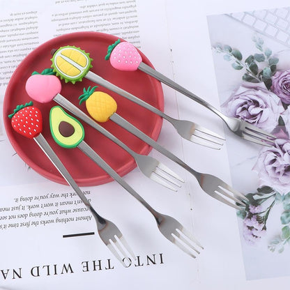 generic Cute Fruit Shaped Coffee Spoons Fruit Dessert Spoon Fork, Stainless Steel Spoon Fruit Fork Ice Cream Sugar Stirring Spoon(Peach Fork), AM15SD06LH8US