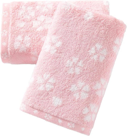 sense gnosis Pink Hand Towels Set of 2 Super Soft 100% Cotton Sakura Floral Pattern Highly Absorbent Decorative Hand Towels for Bathroom 13 x 29