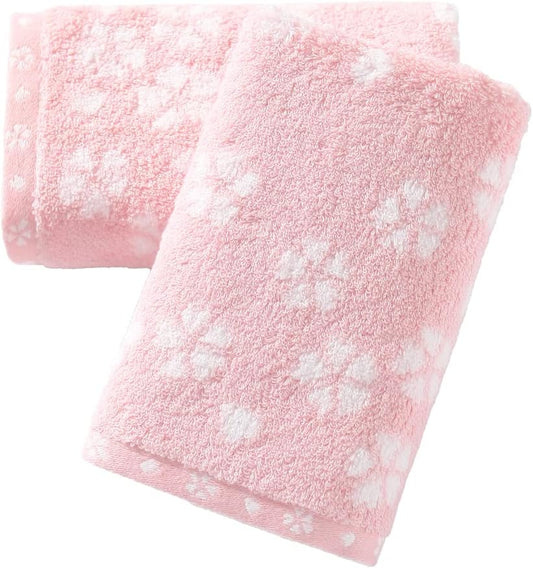 sense gnosis Pink Hand Towels Set of 2 Super Soft 100% Cotton Sakura Floral Pattern Highly Absorbent Decorative Hand Towels for Bathroom 13 x 29
