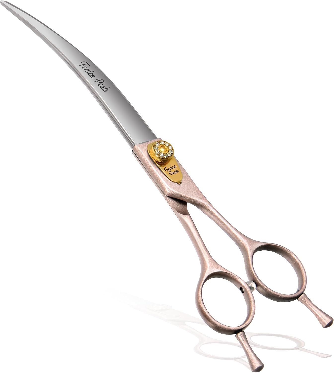 Professional Curved Dog Grooming Scissors 7'' Rose Gold 440C Stainless Steel Pet Cutting Shears Safety Trimming Shearing for Dogs Cats