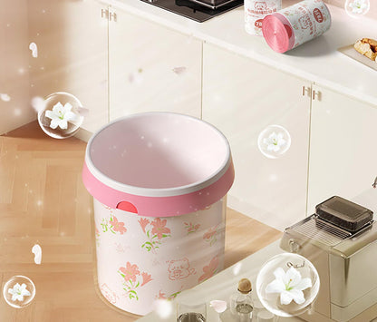 4 Gallon Small Trash Bags 78pcs Tearing-Free Drawstring for Bathroom Office Home Bedroom Trash Can with Pink Lily Printed Garbage Basket Bags