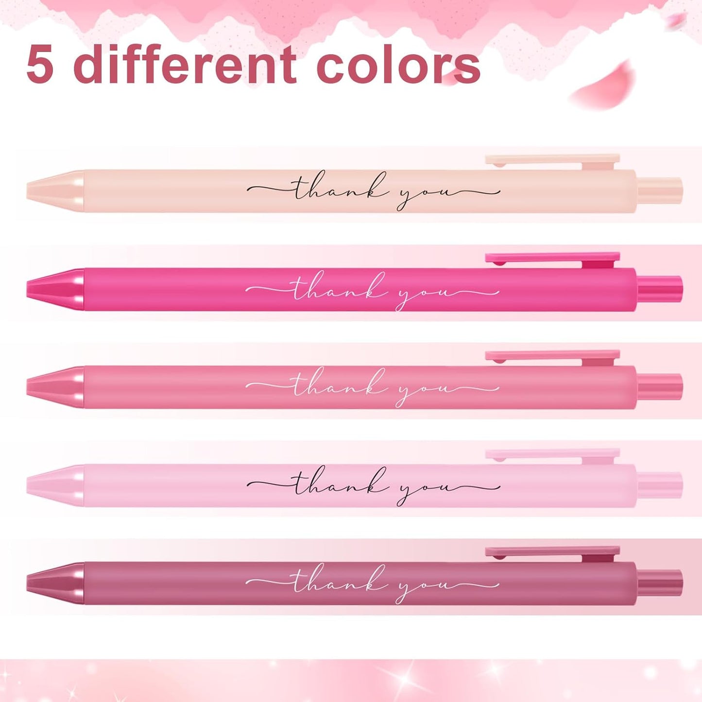 Dispowreath 50 Pcs Employee Gifts Bulk Thank You Pens Bulk Pink Candy Bridal Shower Ballpoint Pen for Women Wedding Baby Shower Server Waitress Coworker Teacher