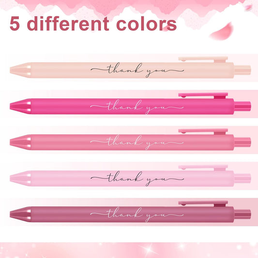 Dispowreath 50 Pcs Employee Gifts Bulk Thank You Pens Bulk Pink Candy Bridal Shower Ballpoint Pen for Women Wedding Baby Shower Server Waitress Coworker Teacher