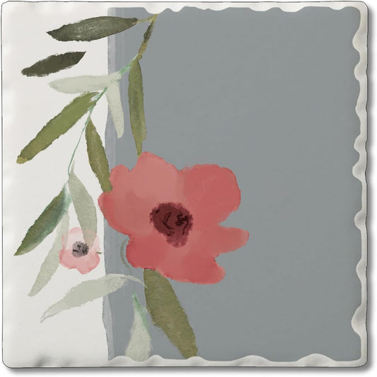 Thirstystone Pink Flower Single Tumbled Tile Coaster Manufactured in the USA 4" Square Create Your Own Set