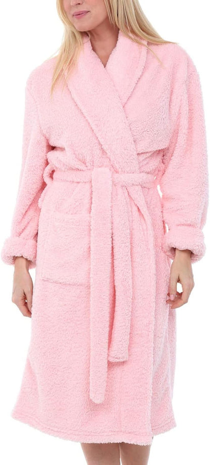 Alexander Del Rossa Women's Plush Fleece Robe, Warm Shaggy Bathrobe