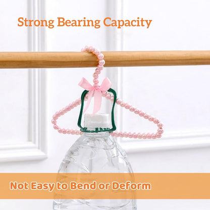 10 Pieces Small Pearl Hangers, 8 Inch Mini Bowknot Clothes Hangers with Ribbon, Elegant Pearl Beads Hanger for Women Pet Dog Cat (Pink, White)