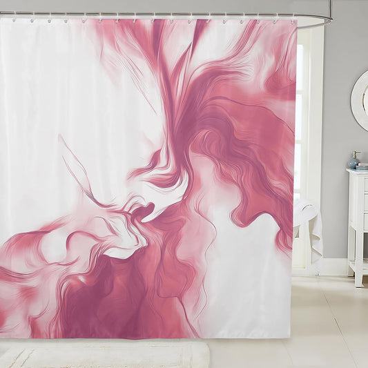 Feelyou Modern Abstract Shower Curtain for Bathroom Decor Pink Bath Curtain Abstract Art Bathroom Accessories Luxury Waterproof Polyester Fabric for Stalls Bathtubs 72"x78"
